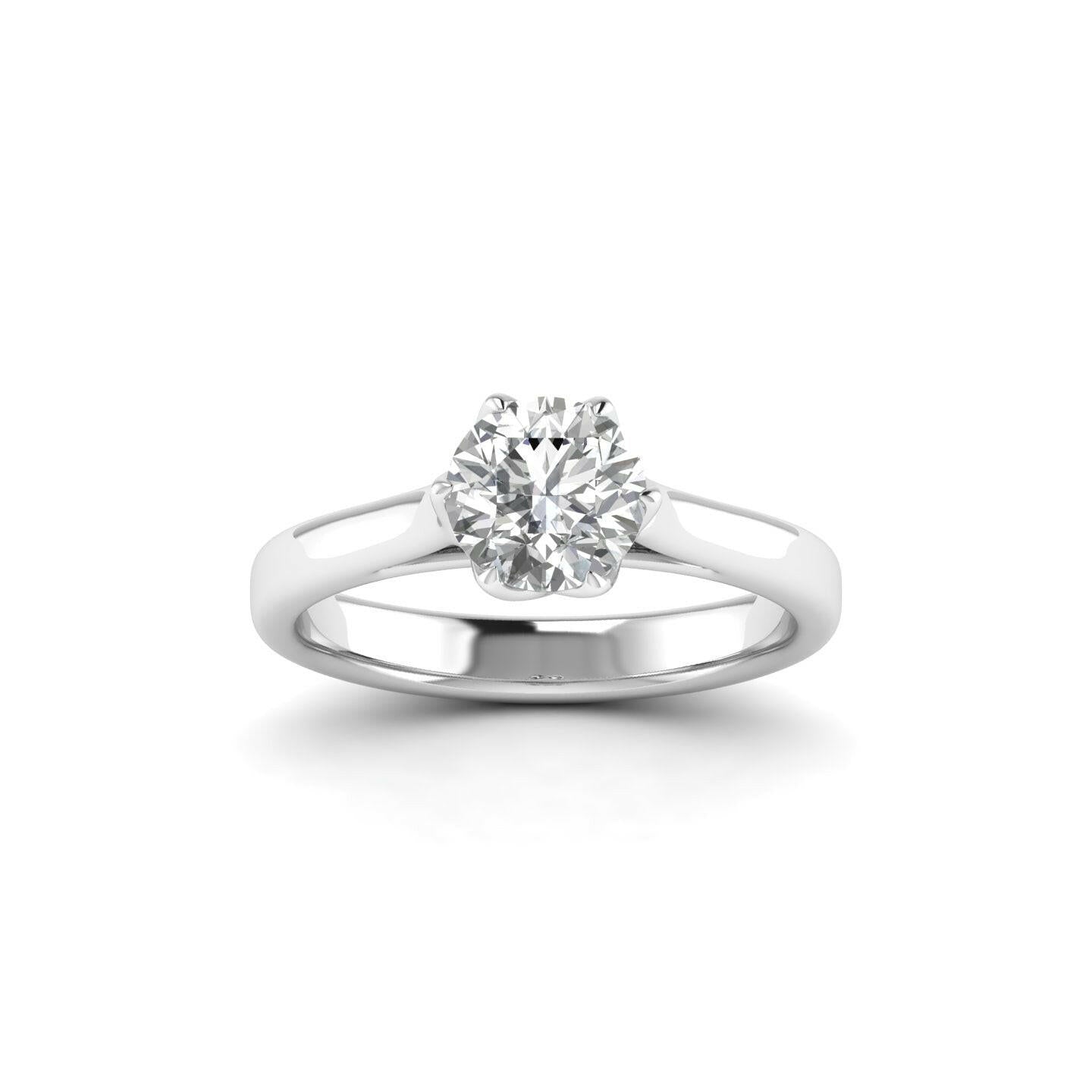 White Gold Studded 1 Carat Lab Grown Diamond Ring-F Color VS1 Clarity.